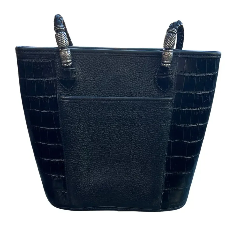 Brighton Black Croc-Embossed Leather Tote Bag A424072